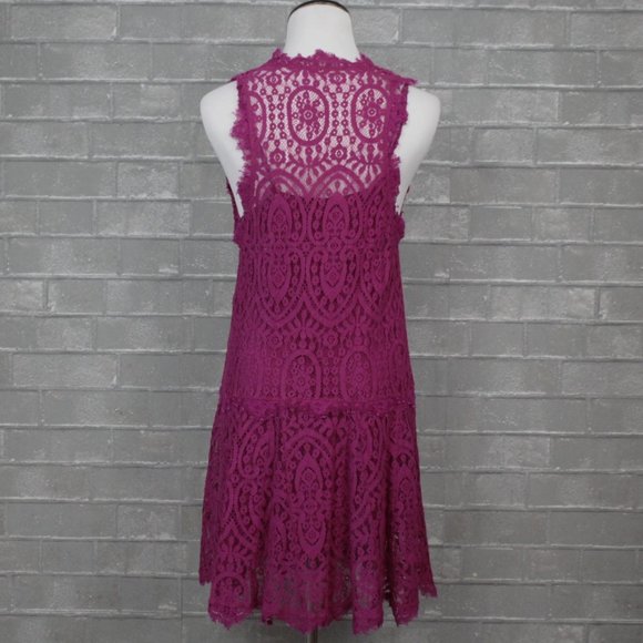 Free People Heart in Two Lace Layered Cami Mini Dress XS Magenta - Picture 7 of 14